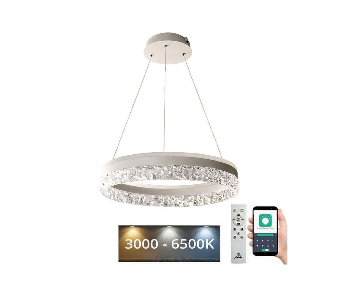 LED Stmievateľný luster na lanku LED/80W/230V 3000-6500K biela + diaľkové ovládanie TA2301/W