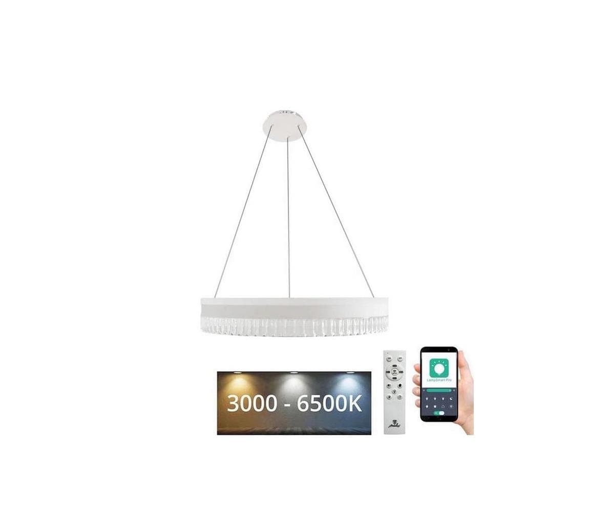 LED Stmievateľný luster na lanku LED/80W/230V 3000-6500K biela + diaľkové ovládanie TA2302/W