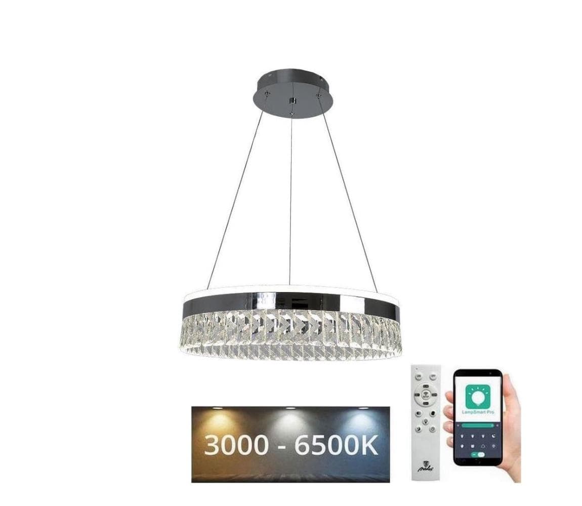 LED Stmievateľný luster na lanku LED/90W/230V 3000-6500K chróm + diaľkové ovládanie TA2300/CH