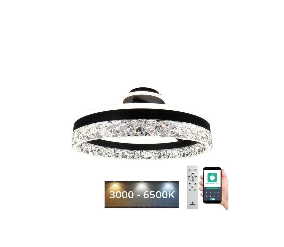 LED Stmievateľný prisadený luster LED/86W/230V 3000-6500K čierna + diaľkové ovládanie TA1306/B