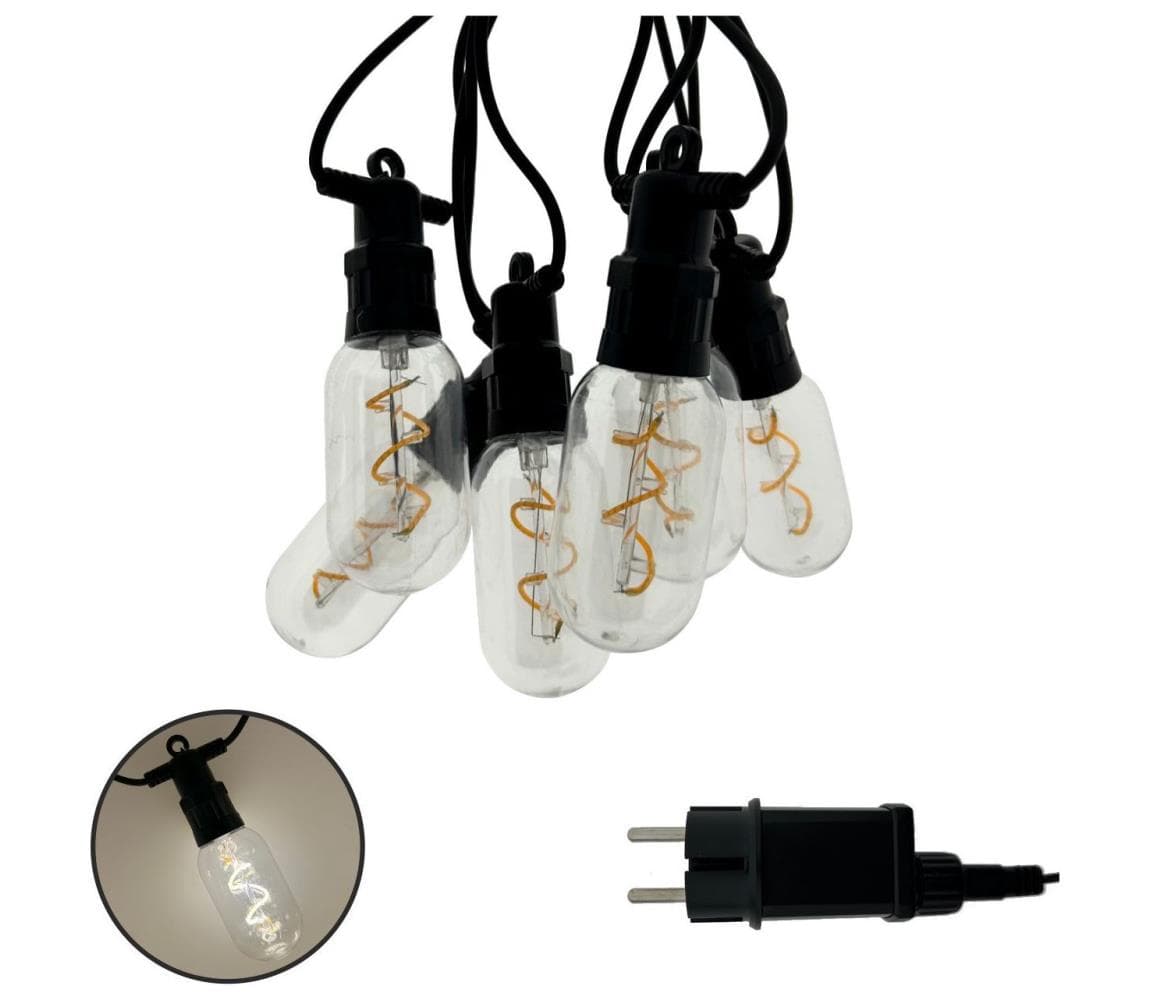 LED vonkajšia dekoratívna reťaz 6xLED/0,6W/230V 4,5 m IP44 čierna 034 0001081