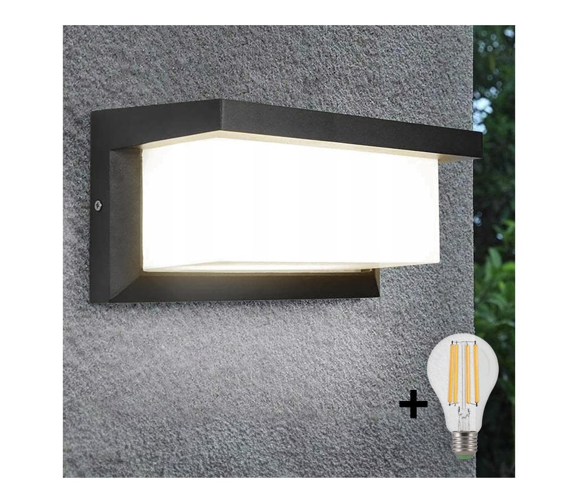 LED Vonkajšie nástenné svietidlo NEELY 1xE27/9W/230V 4000K IP54 antracit BW0296+B3549