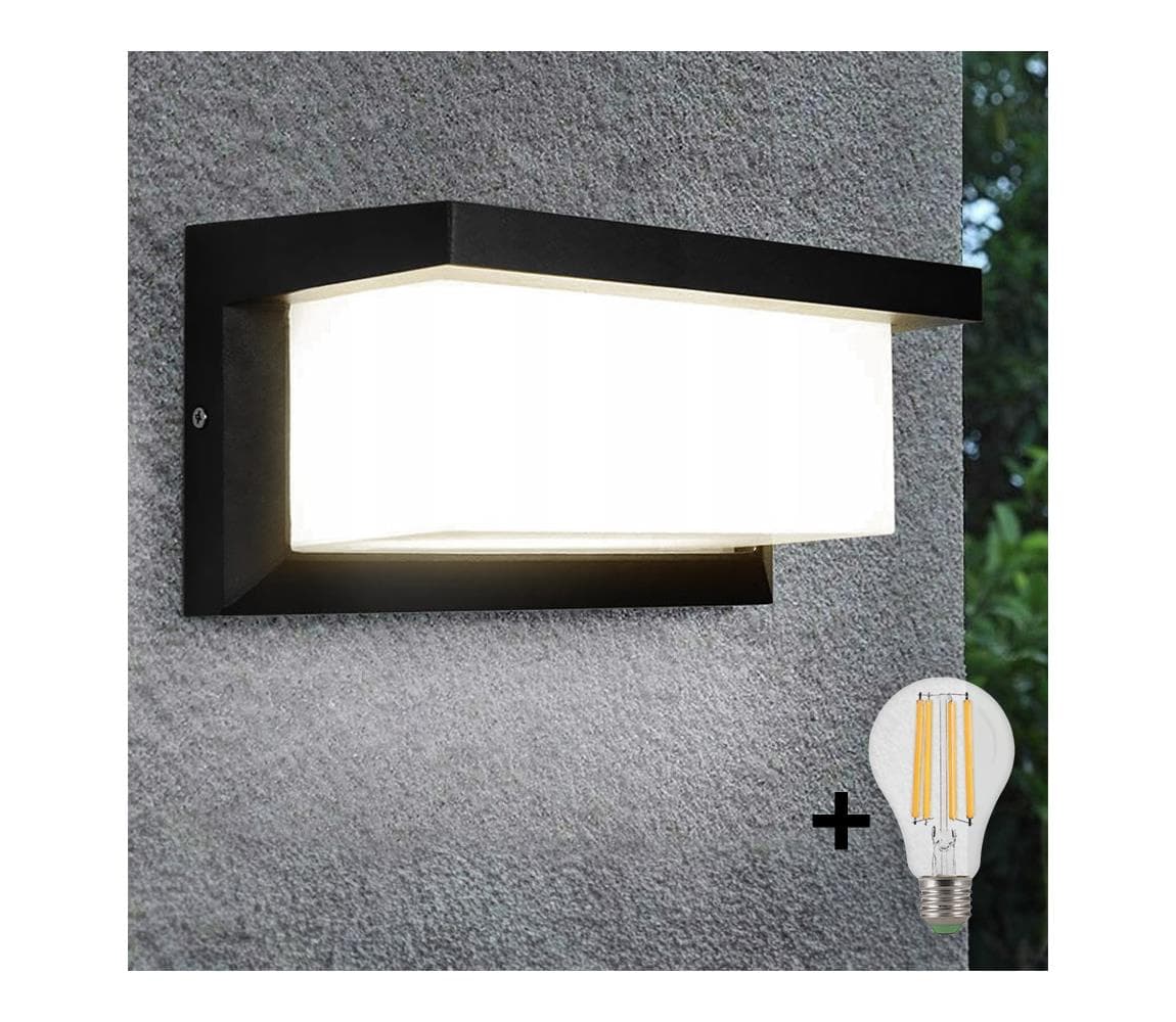 LED Vonkajšie nástenné svietidlo NEELY 1xE27/9W/230V 4000K IP54 čierna BW0332+BG0281