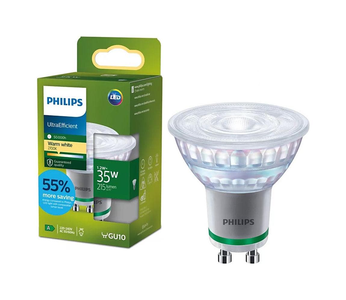 LED žiarovka ULTRAEFFICIENT Philips PAR16 GU10/1,2W/230V 2700K 872110304756400