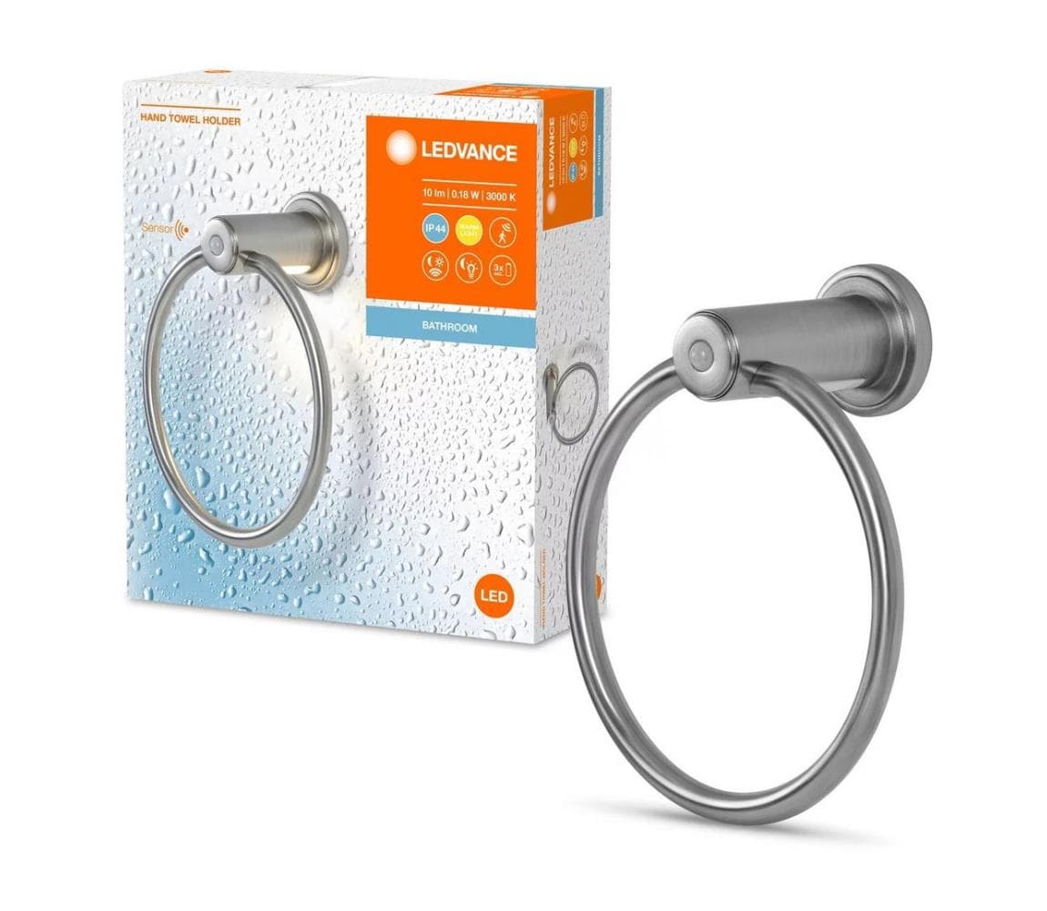Ledvance - Držiak uterákov s LED podsvietením 3xAAA IP44 4058075758605