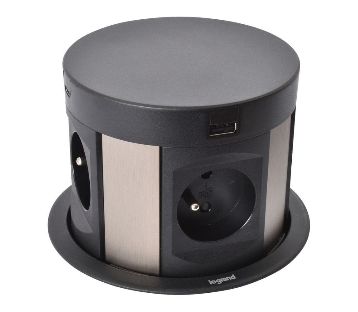 Legrand 654980 - Zásuvkový stĺpik pre dosku stola 4x230V + 2xUSB-A + 2xUSB-C 654980