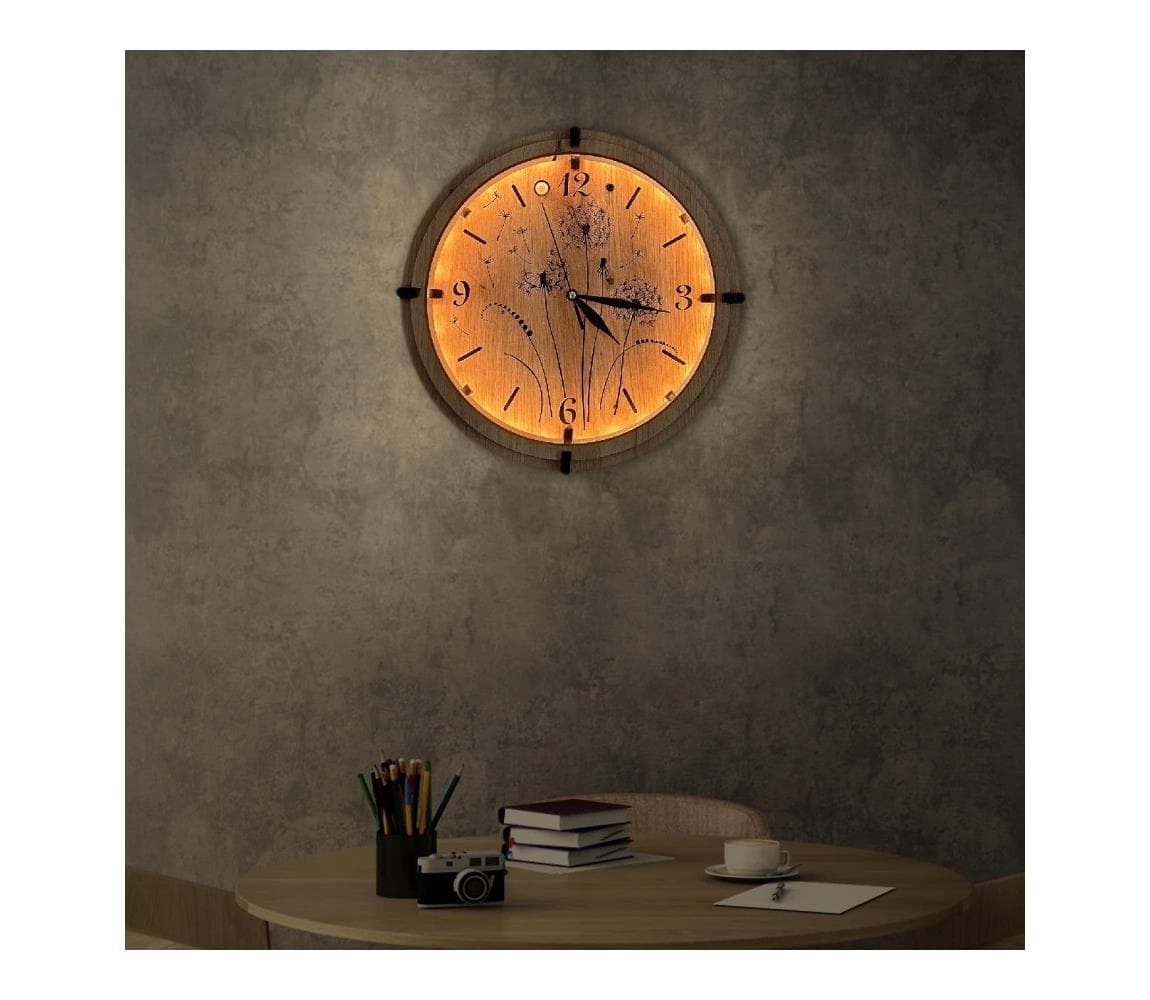 Li-Go 23688/DUB2 - LED hodiny s pohybovým senzorom, LED/1×AA, Ø 32 cm, dub 23688/DUB2