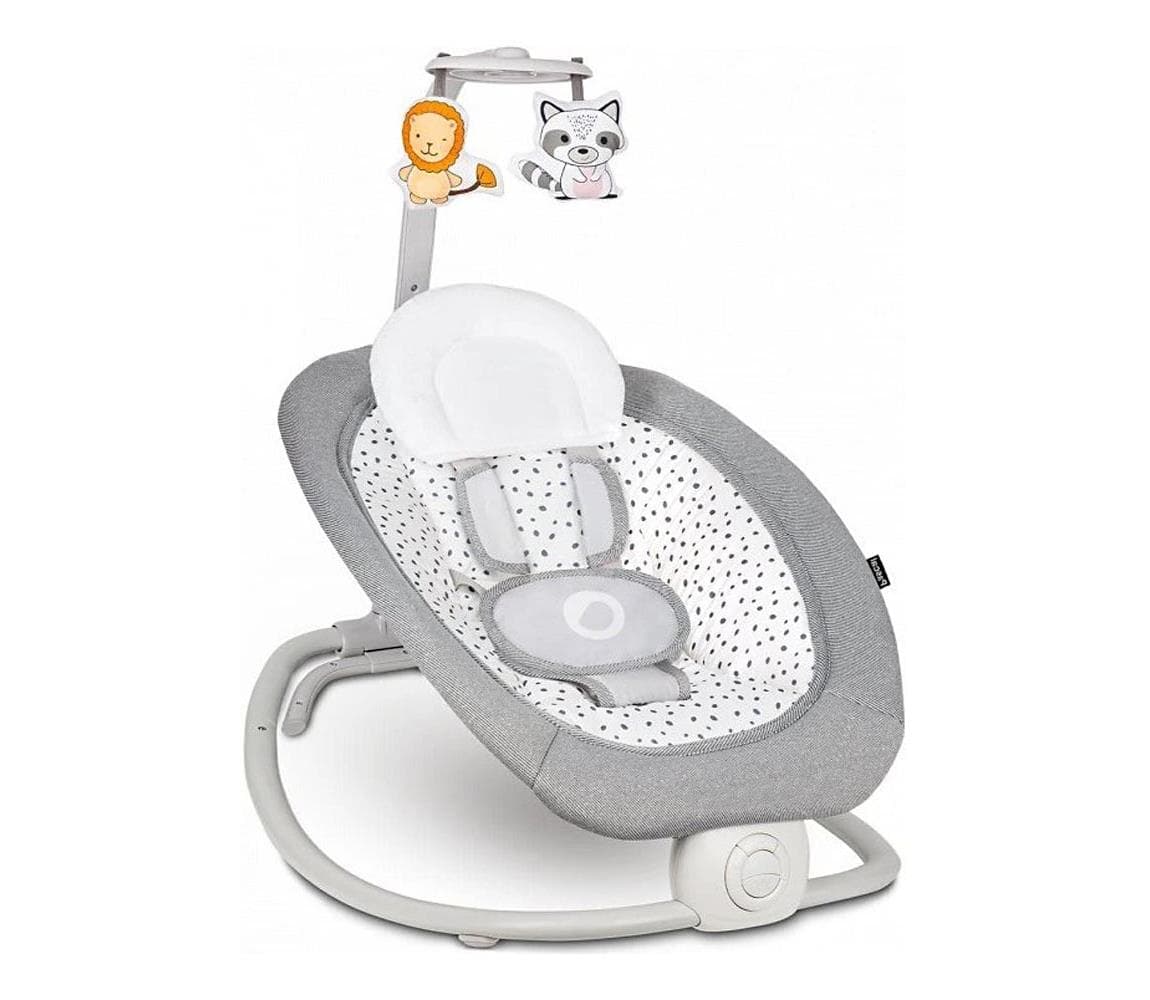 Lionelo - Detské vibrujúce hojdacie lehátko s melódiou PASCAL 2xAA sivé 5903771702126