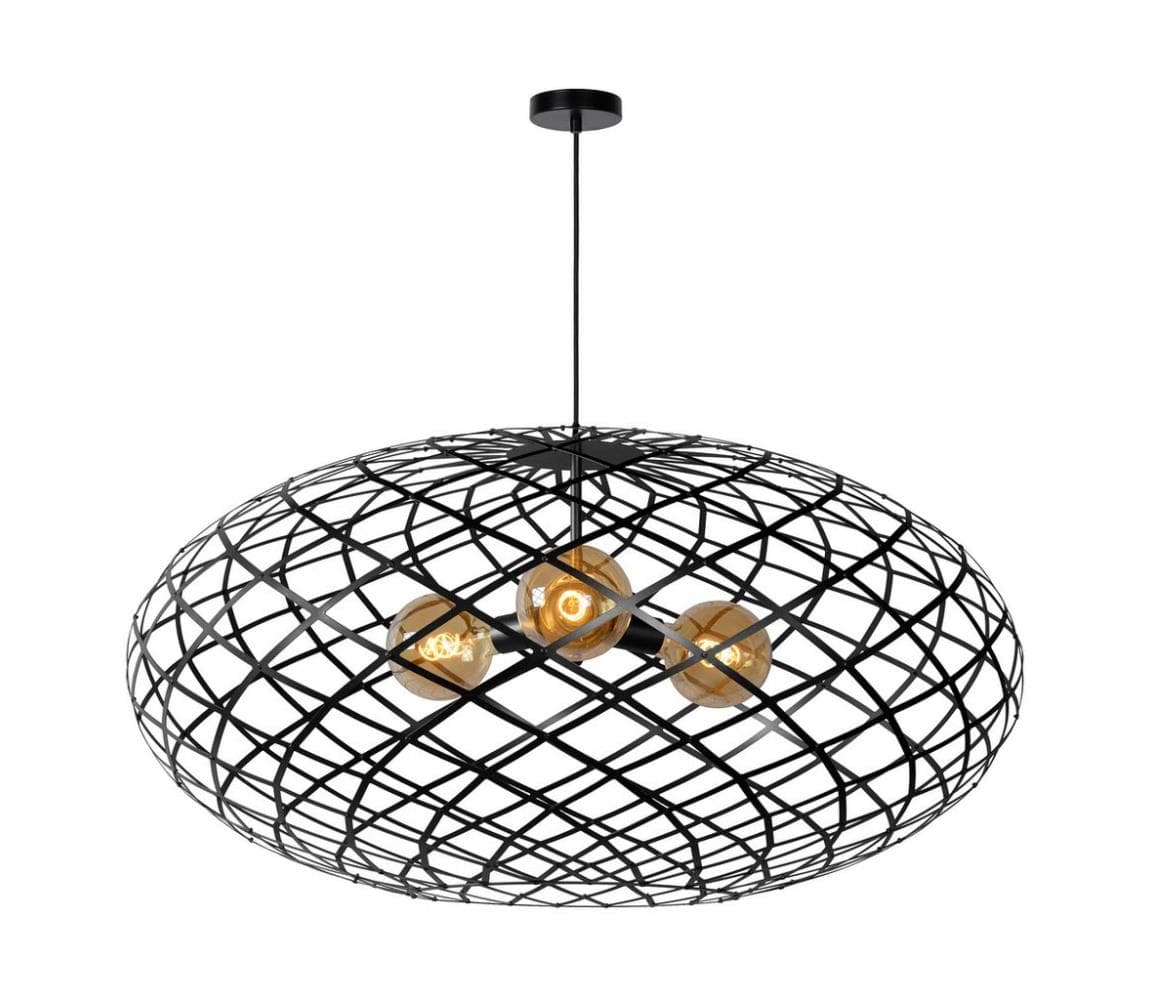 Lucide 21417/99/30 - Luster na lanku WOLFRAM 3xE27/60W/230V čierna 21417/99/30