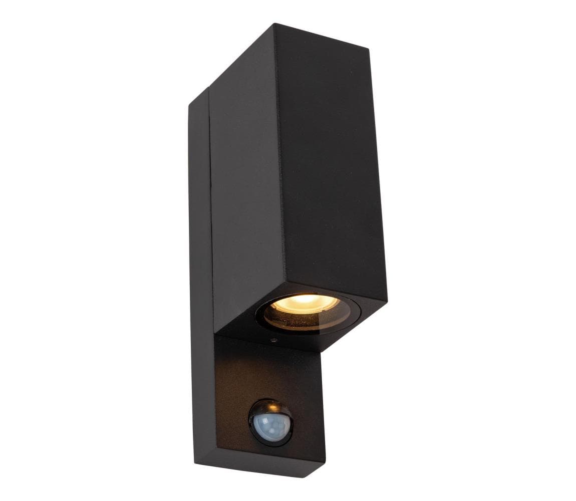 Lucide 69802/02/30 -Vonkajšie svietidlo so senzorom ZARO 2xGU10/7W/230V IP65 čierna 69802/02/30