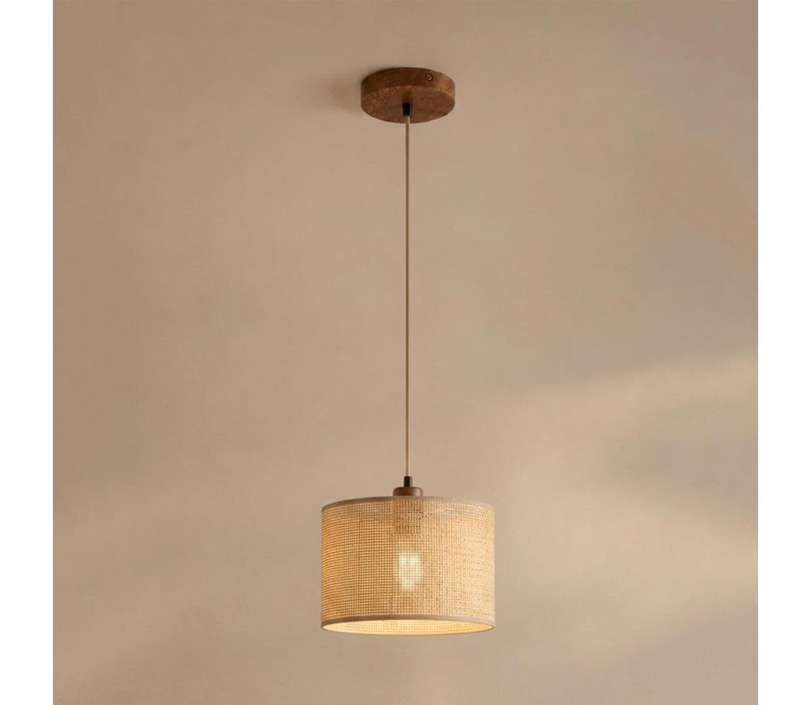 Luster AIDA na lanku 1xE27/15W/230V, priemer 25 cm, dub/rafia LM-1.98/DĄB RUSTIK/RAFFIA 250
