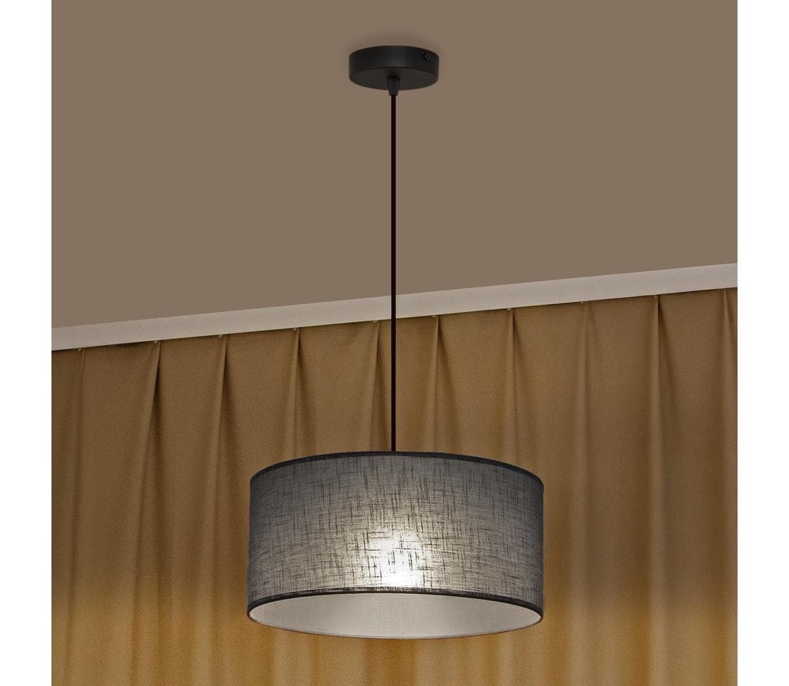 Luster na lane ALBA 1xE27/15W/230V priemer 40 cm sivý W-KM 4020/1 BK+GR