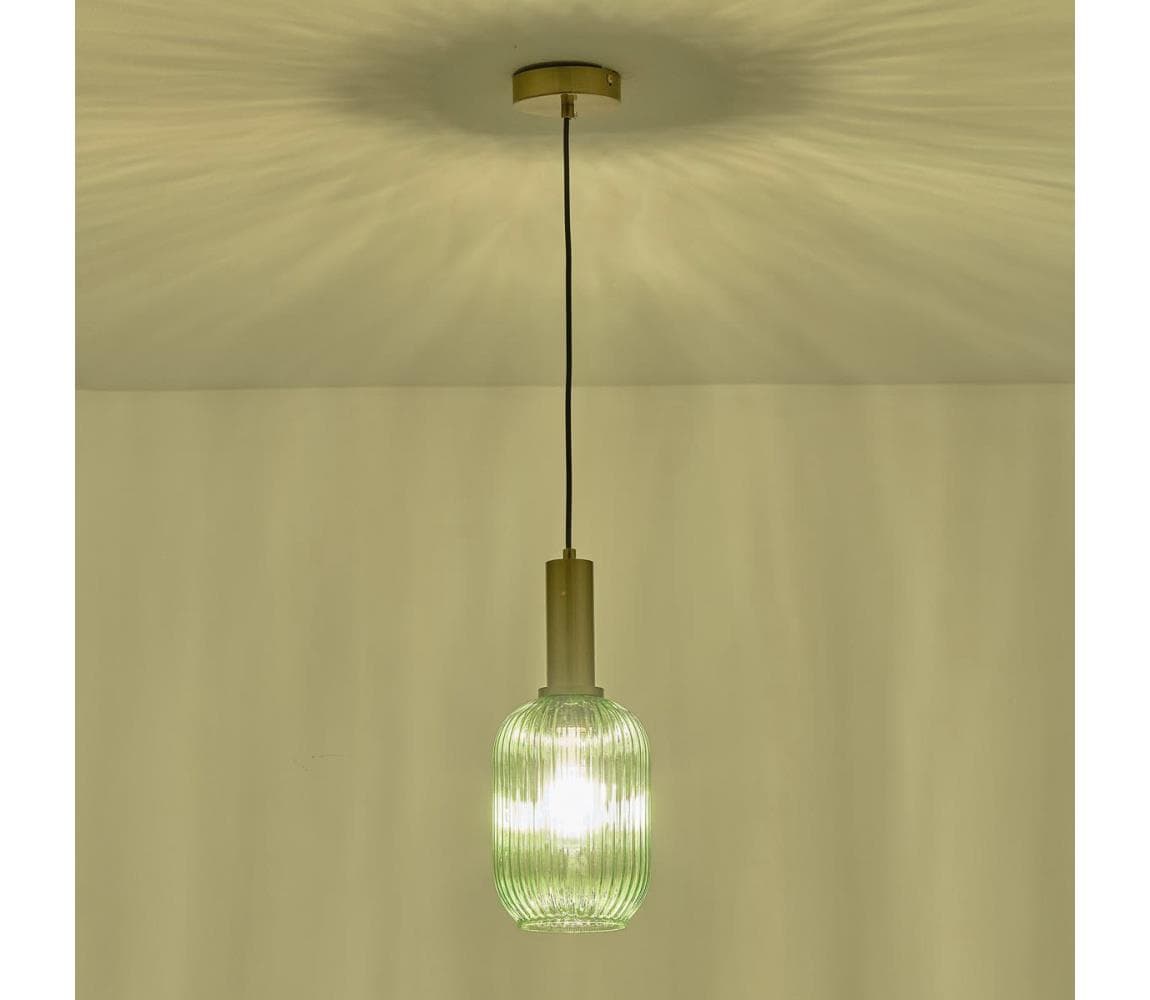 Eurolamp Luster na lanku 1xE27/15W/230V zelená pr. 13 cm 144-24085
