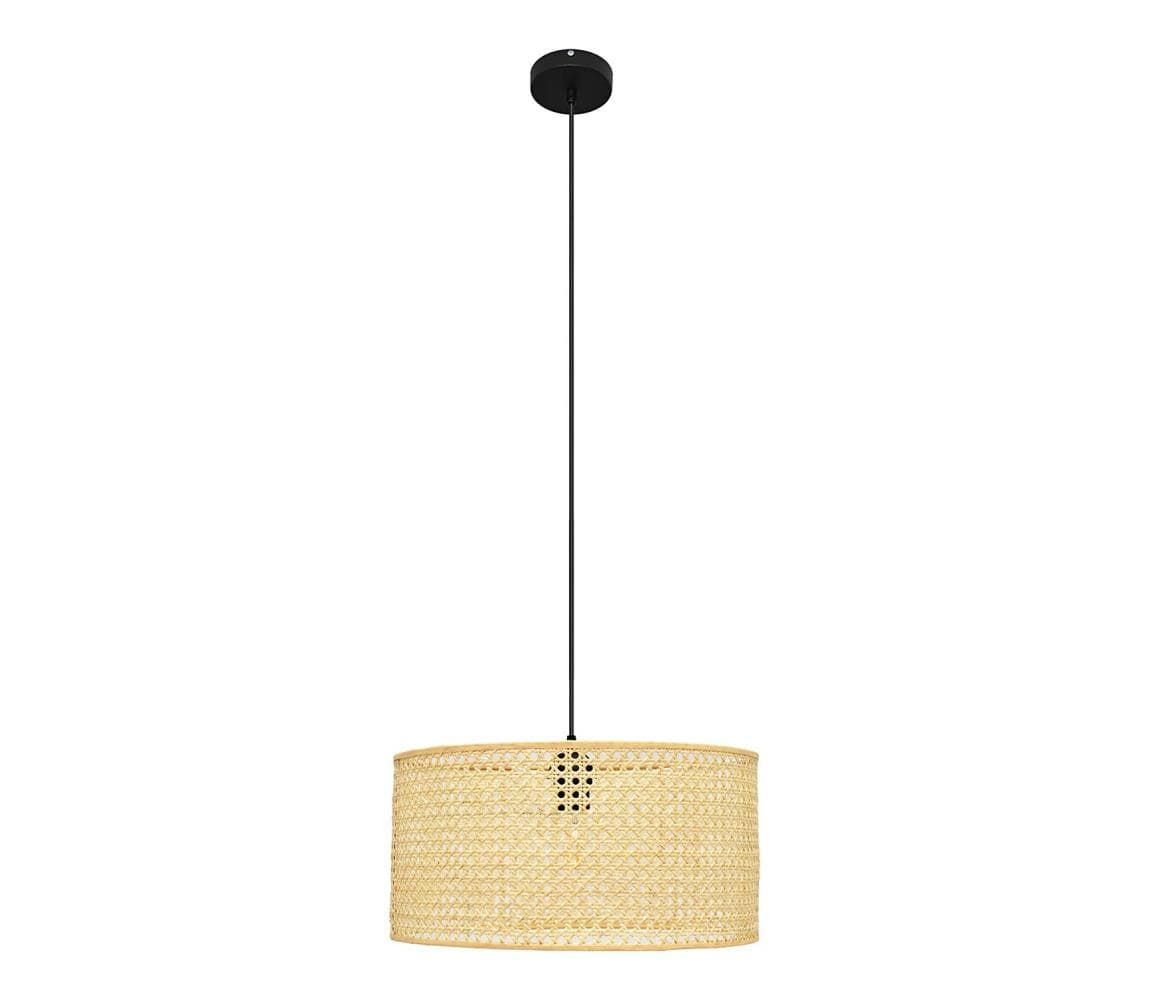 Luster na lanku ALBA 1xE27/15W/230V pr. 40 cm ratan/čierna W-KM 4020/1 BK + RATTAN