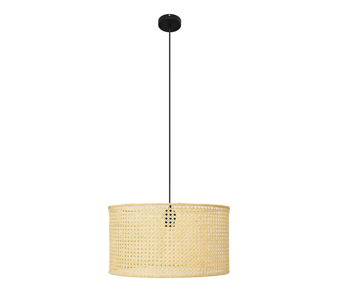 Luster na lanku ALBA 1xE27/15W/230V pr. 45 cm ratan/čierna W-KM 4525/1 BK + RATTAN