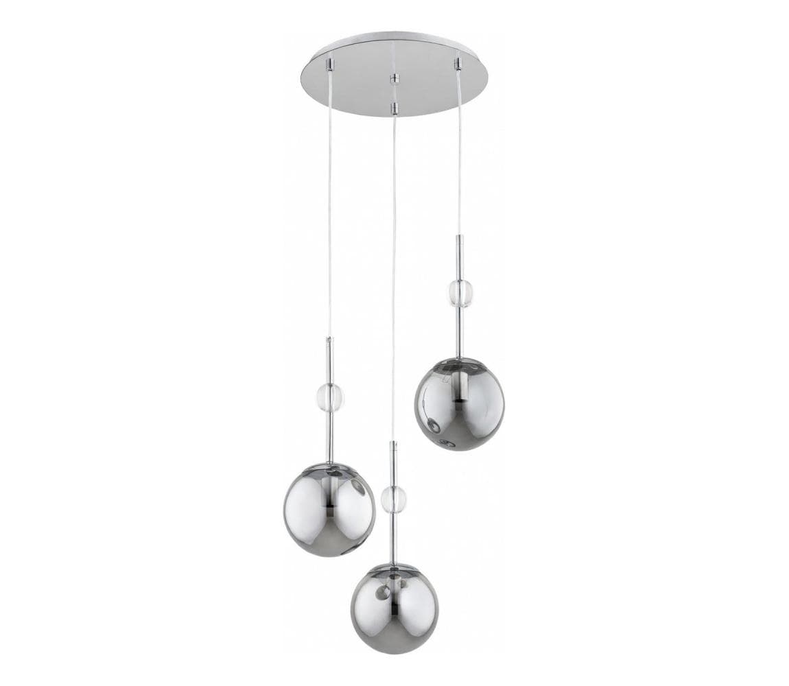 Luster na lanku ARVENA 3xE14/10W/230V lesklý chróm/čierna/dymová 62641