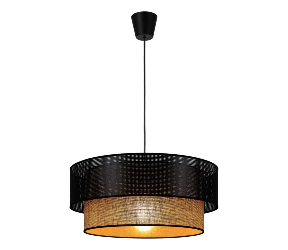 Luster na lanku BORHO 1xE27/60W/230V, priemer 40 cm, čierna/juta 0252