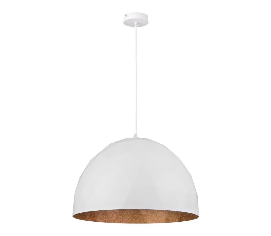 Luster na lanku DIAMENT 1xE27/60W/230V pr. 50 cm biela/medená 31370