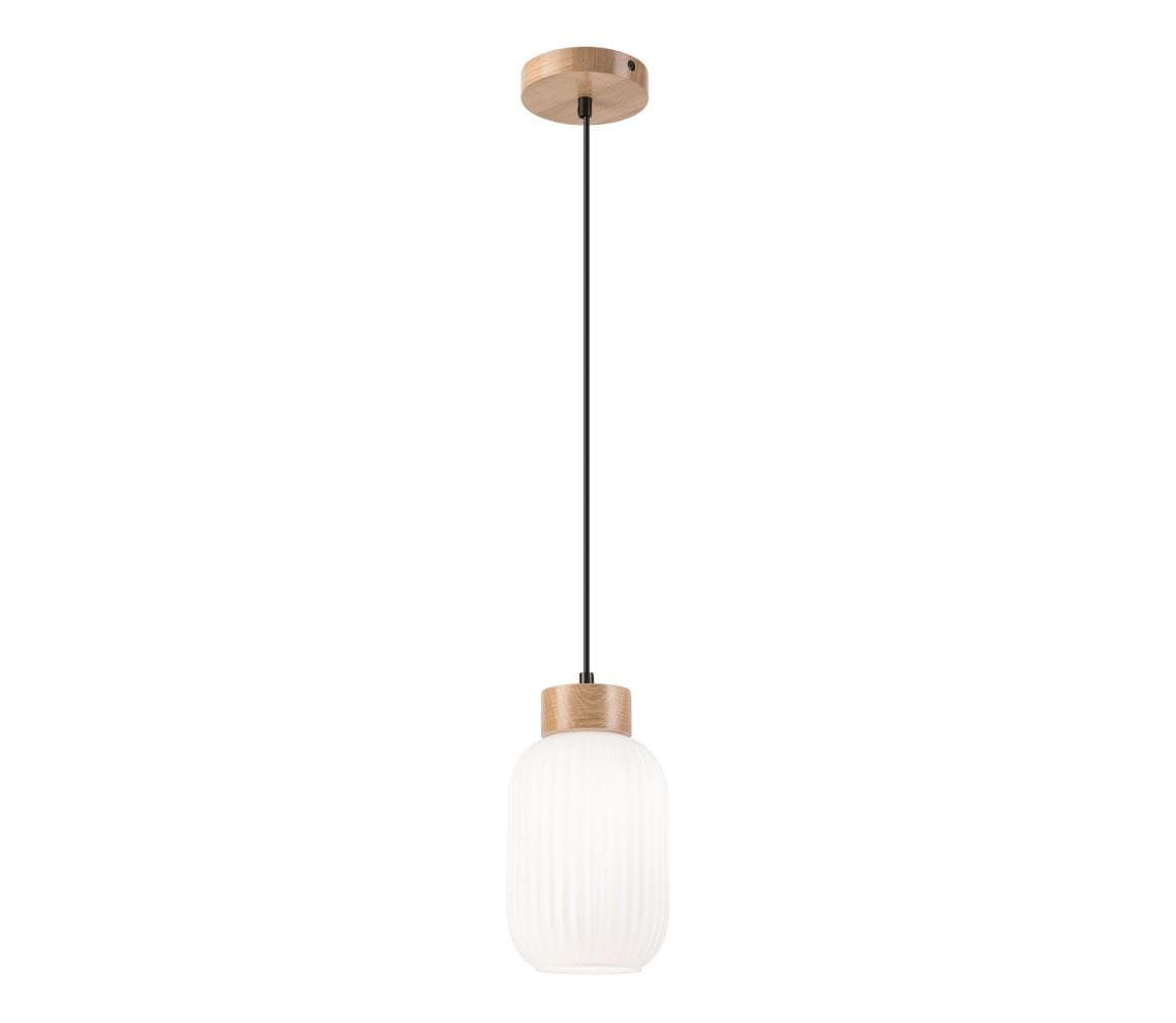 Luster na lanku HARMONY 1xE27/15W/230V pr. 14 cm biela/dub LM - 1.258 / A