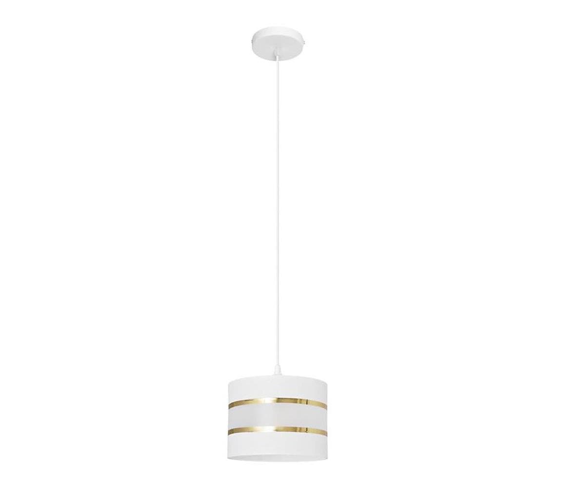 Luster na lanku HELEN 1xE27/15W/230V pr. 20 cm biela/zlatá W-KM 0801/1 WT+GO+MAT