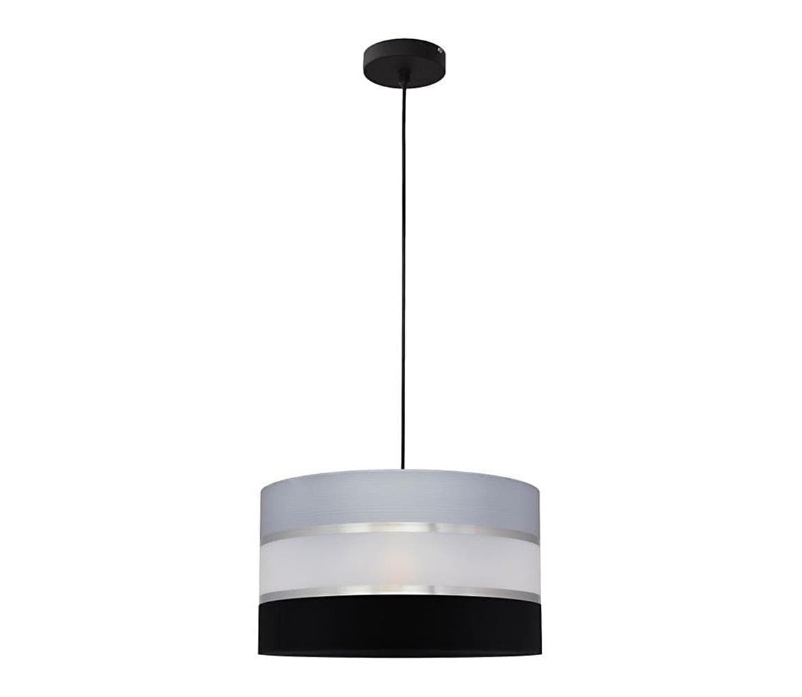 Luster na lanku HELEN 1xE27/15W/230V pr. 35 cm čierna/šedá/strieborná W-KM 0803/1 BK-B +GR+SL+MAT+BK