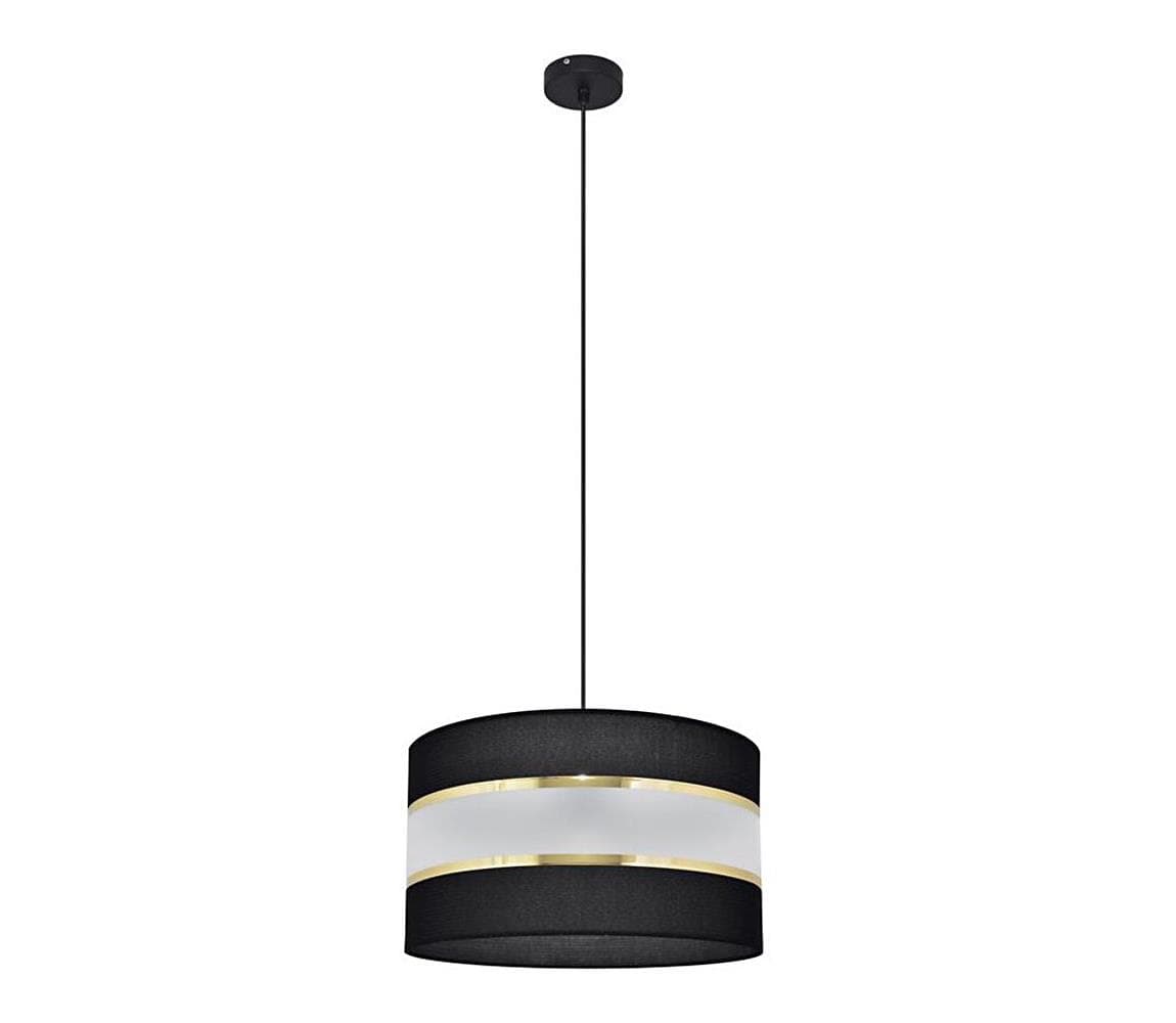 Luster na lanku HELEN 1xE27/15W/230V pr. 35 cm čierna/zlatá W-KM 0803/1 BK+GO+MAT
