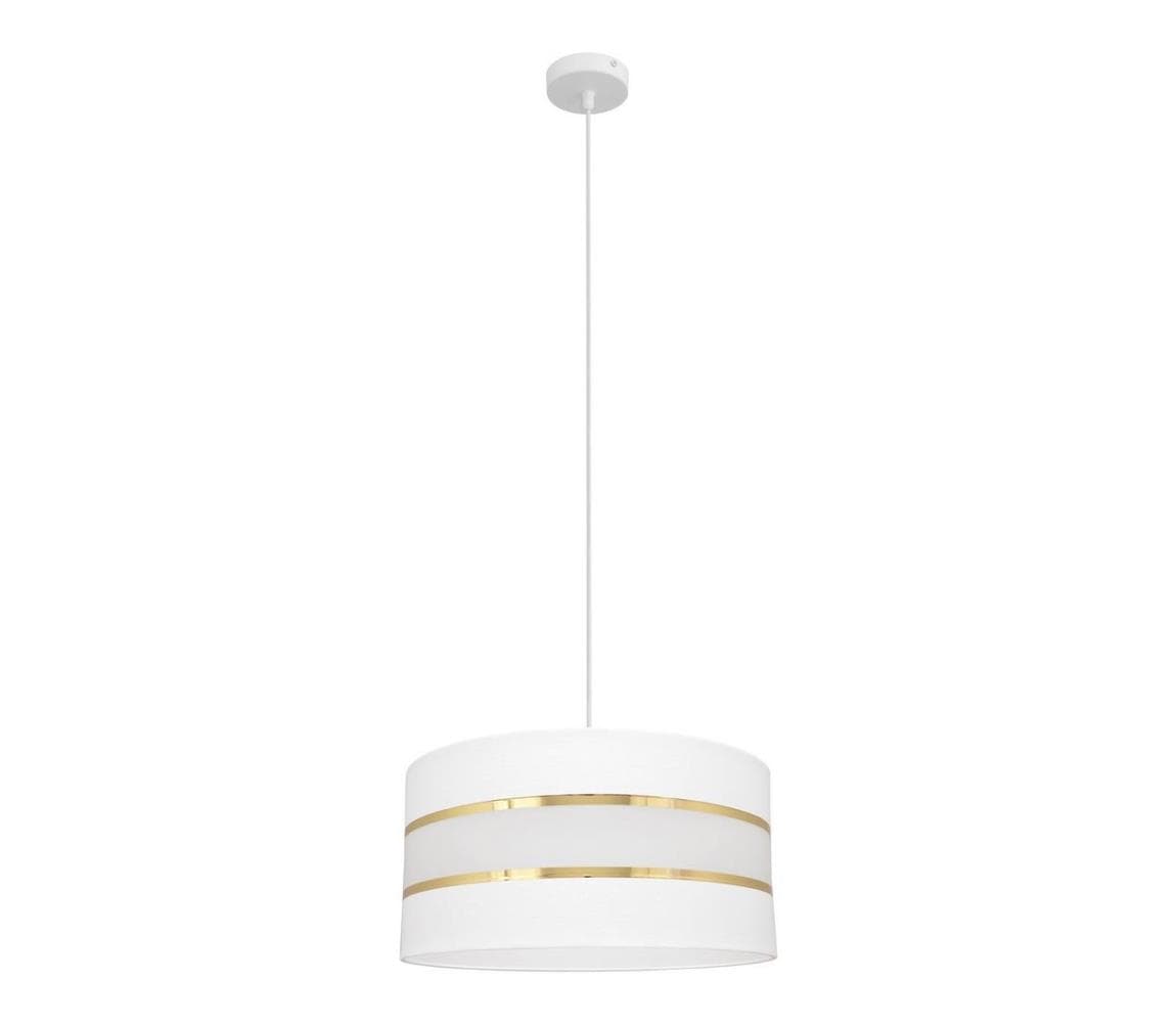 Luster na lanku HELEN 1xE27/15W/230V pr. 40 cm biela/zlatá W-KM 0804/1 WT+GO+MAT
