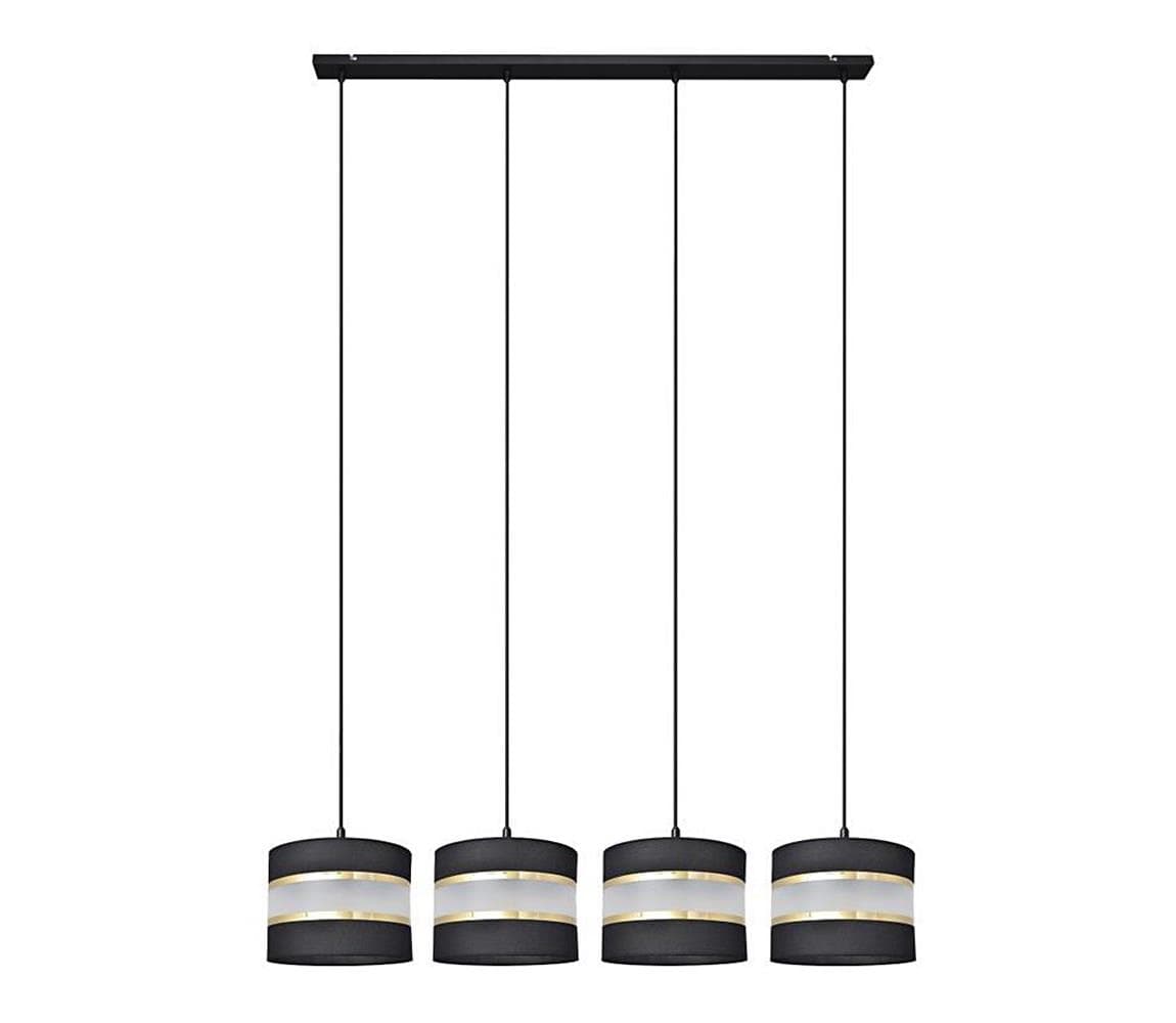 Luster na lanku HELEN 4xE27/15W/230V čierna/zlatá W-L 0801/4 BK+GO+MAT
