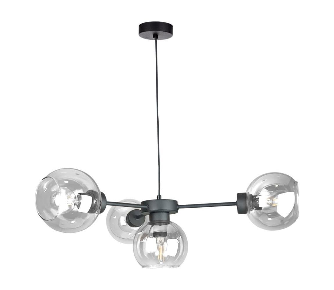Keter Lighting Luster na lanku KALIOPE 4xE27/60W/230V čierna/číra 2920