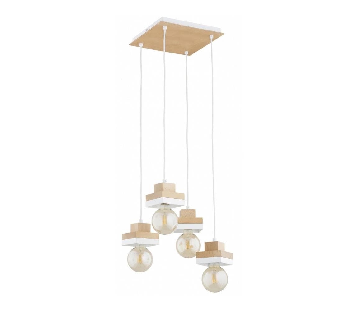 Luster na lanku MIKO 4xE27/15W/230V biela/béžová 63414