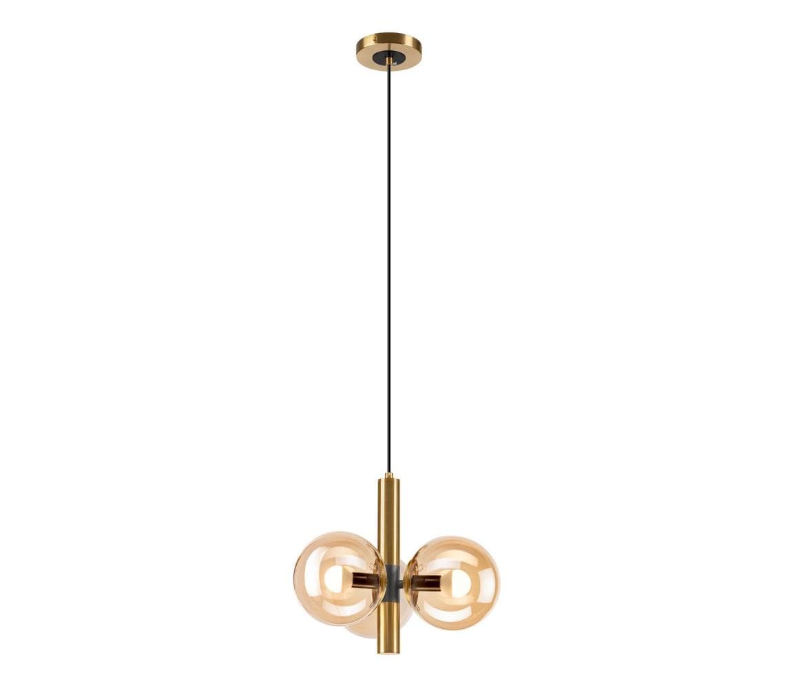 Luster na lanku ROLLO 3xE14/5W/230V zlatá/dymová béžová LM-3.218/A/ZŁOTY/E14