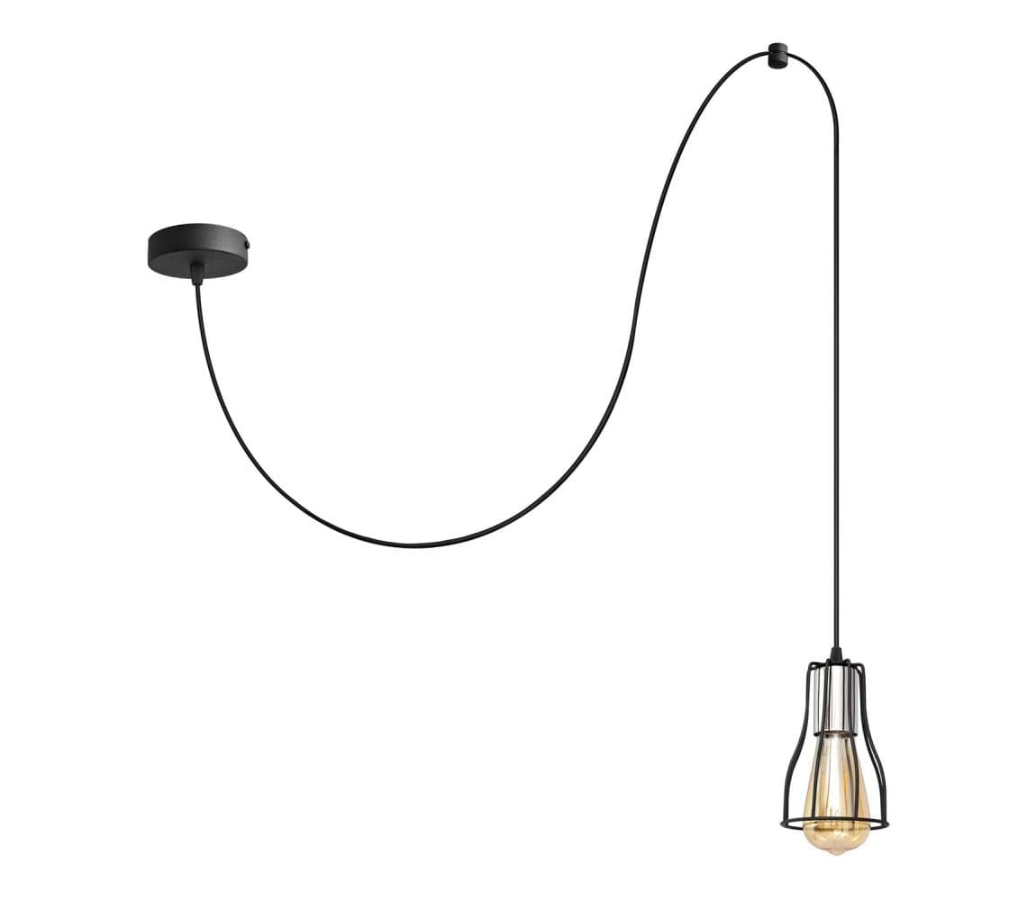 Luster na lanku TUBE 1xE27/15W/230V čierna/chróm W-KM 1924/1K BK+CH+BK