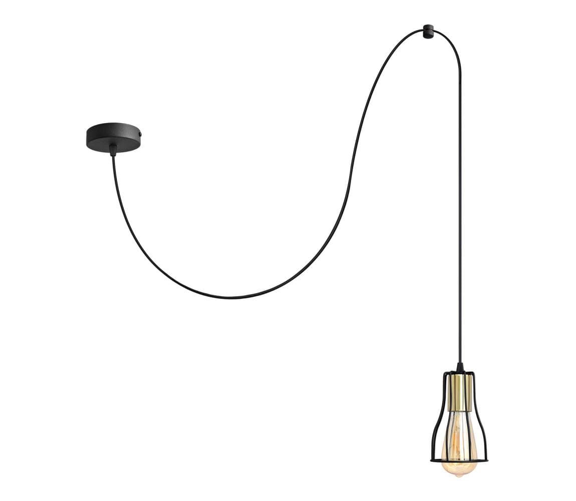 Luster na lanku TUBE LONG 1xE27/15W/230V čierna/zlatá W-KMD 1924/1K BK+GO+BK