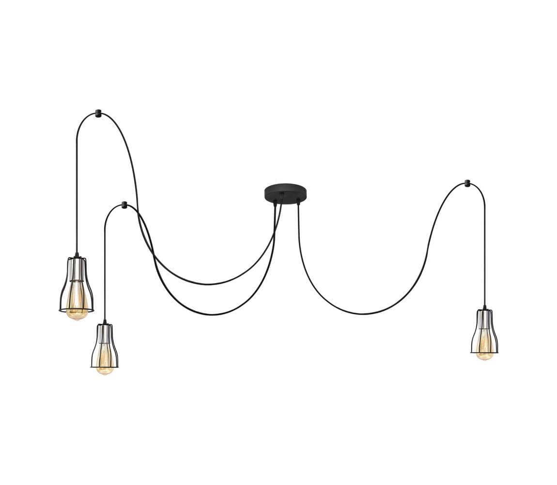 Luster na lanku TUBE LONG 3xE27/15W/230V čierna/chróm W-KMD 1924/3K BK+CH+BK