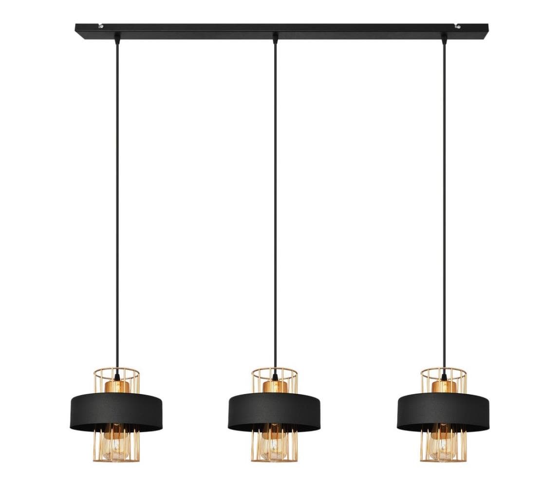 Luster na lanku VOLTA 3xE27/15W/230V čierna/ružové zlato W-L 1377/3 BK+BR