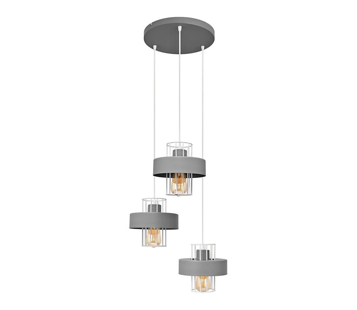 Luster na lanku VOLTA 3xE27/15W/230V pr. 42 cm šedá W-KD 1377/3 GR+WT
