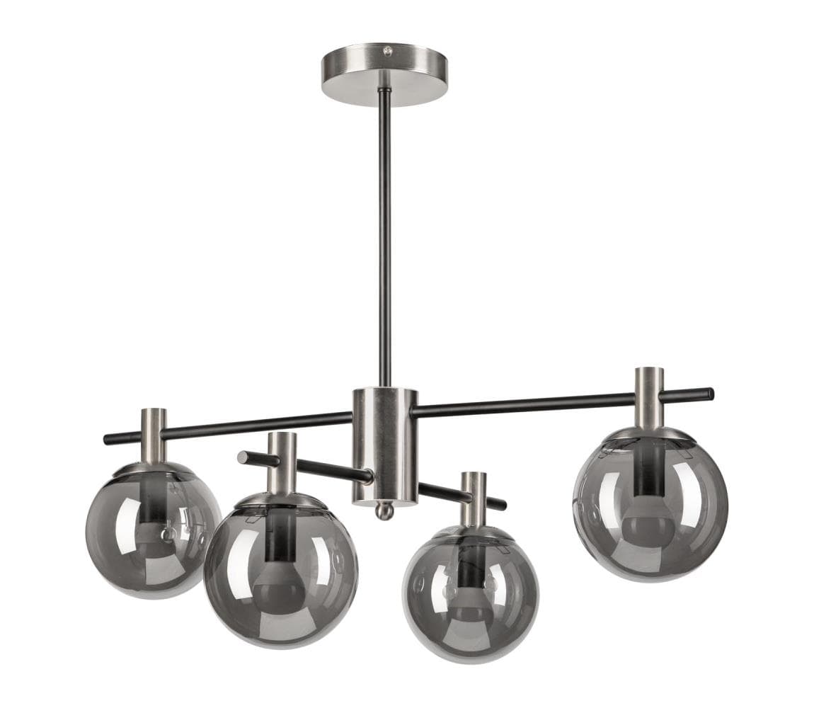 Luster na tyči LILOU 4xE14/5W/230V matný chróm/dymová LM-4.219/SATYNA-NIKIEL/E14