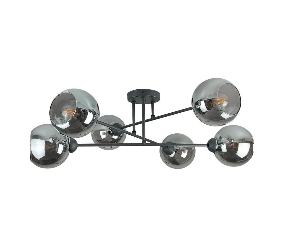 Keter Lighting Luster na tyči VASCO 6xE27/60W/230V čierna/dymová čierna 1940