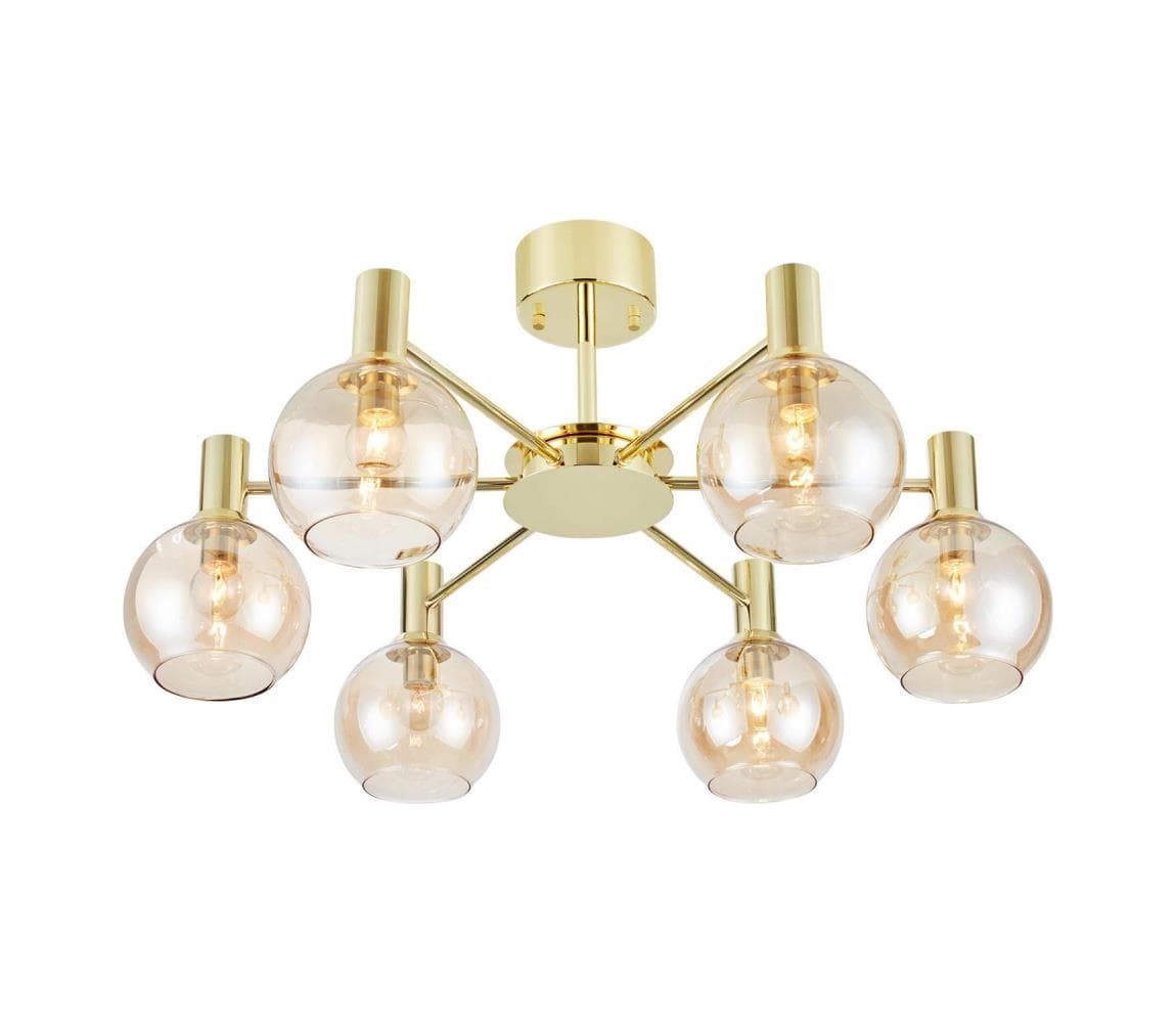 Markslöjd 109152 - Prisadený luster AMBRA 6xE14/40W/230V zlatý/dymovo-béžový 109152