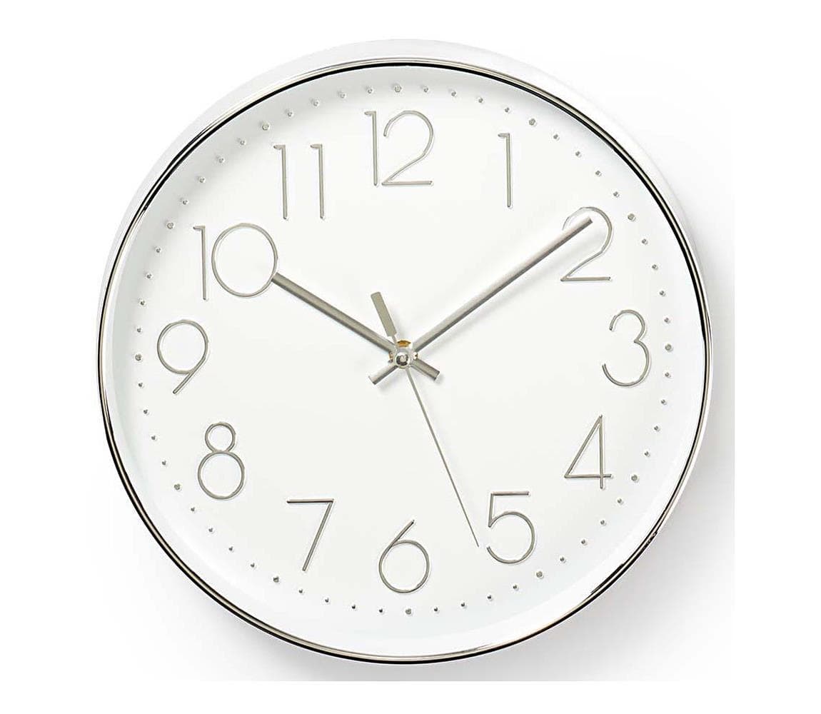 CLWA015PC30SR - Nástenné hodiny 1xAA biela/strieborná CLWA015PC30SR