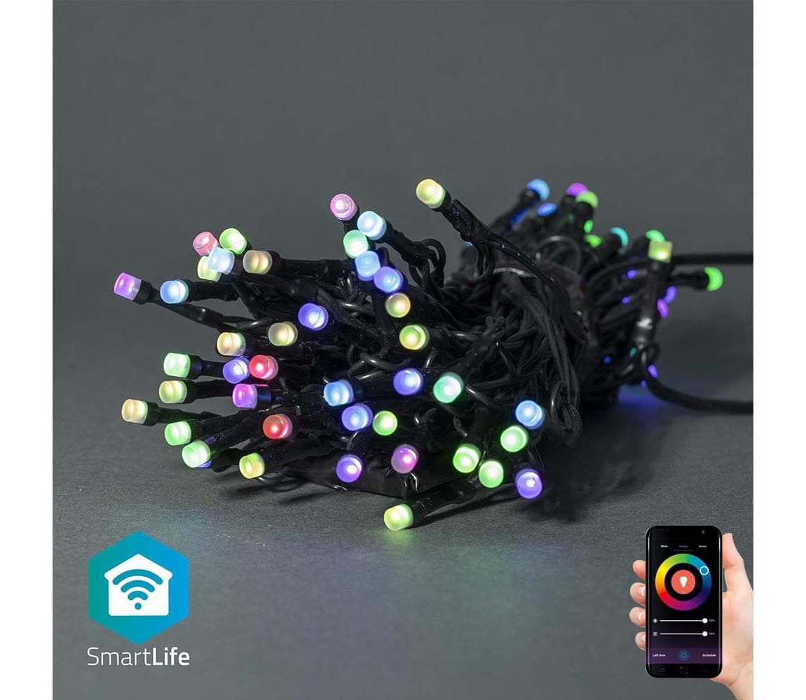 WIFILX01C42-LED RGB vonkajší dekoratívny svetelný reťazec 42× LED – 8 funkcií, 8 m, IP65, Wi‑Fi Tuya WIFILX01C42