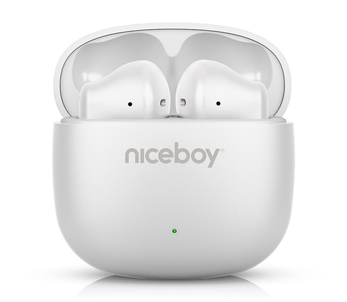 Niceboy Beans 4 POP - Bezdrôtové slúchadlá 200 mAh + 2x 30 mAh IPX4 biela beans-4-pop-white