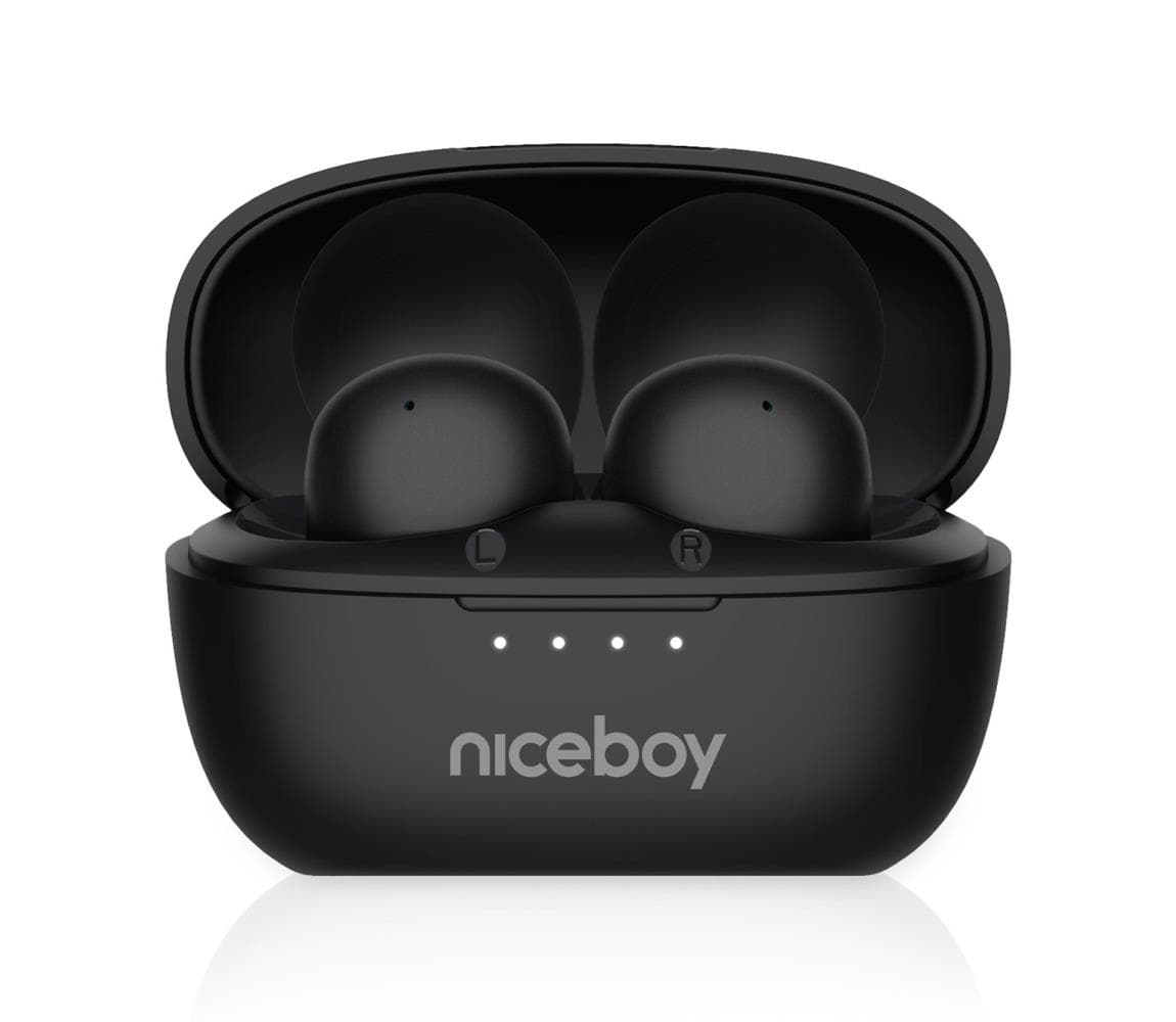Niceboy Podsie 4 POP - Bezdrôtové slúchadlá 400 mAh + 2x 40 mAh IPX4 čierna podsie-4-pop-black