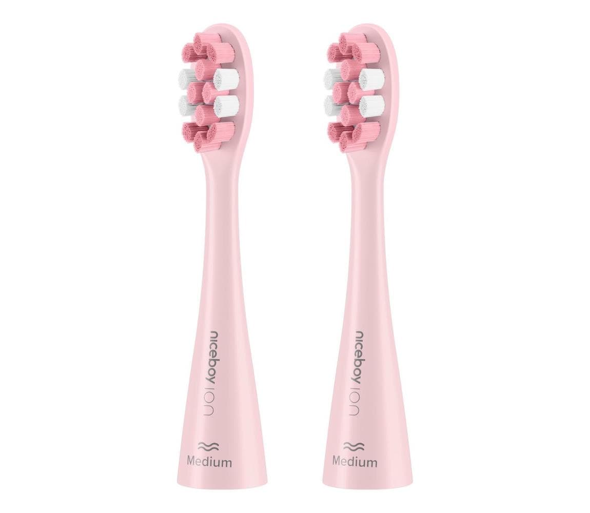 Niceboy-SADA 2x Náhradná hlavica Medium pre kefku ION a Smart růž. -medium-pink