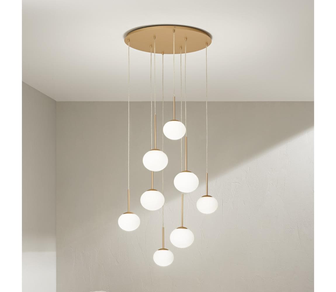 Ondaluce - Závesný luster na lankách JEWEL 8xE14/10W/230V priemer 70 cm zlatá/biela SO.JEWEL/8-ORO