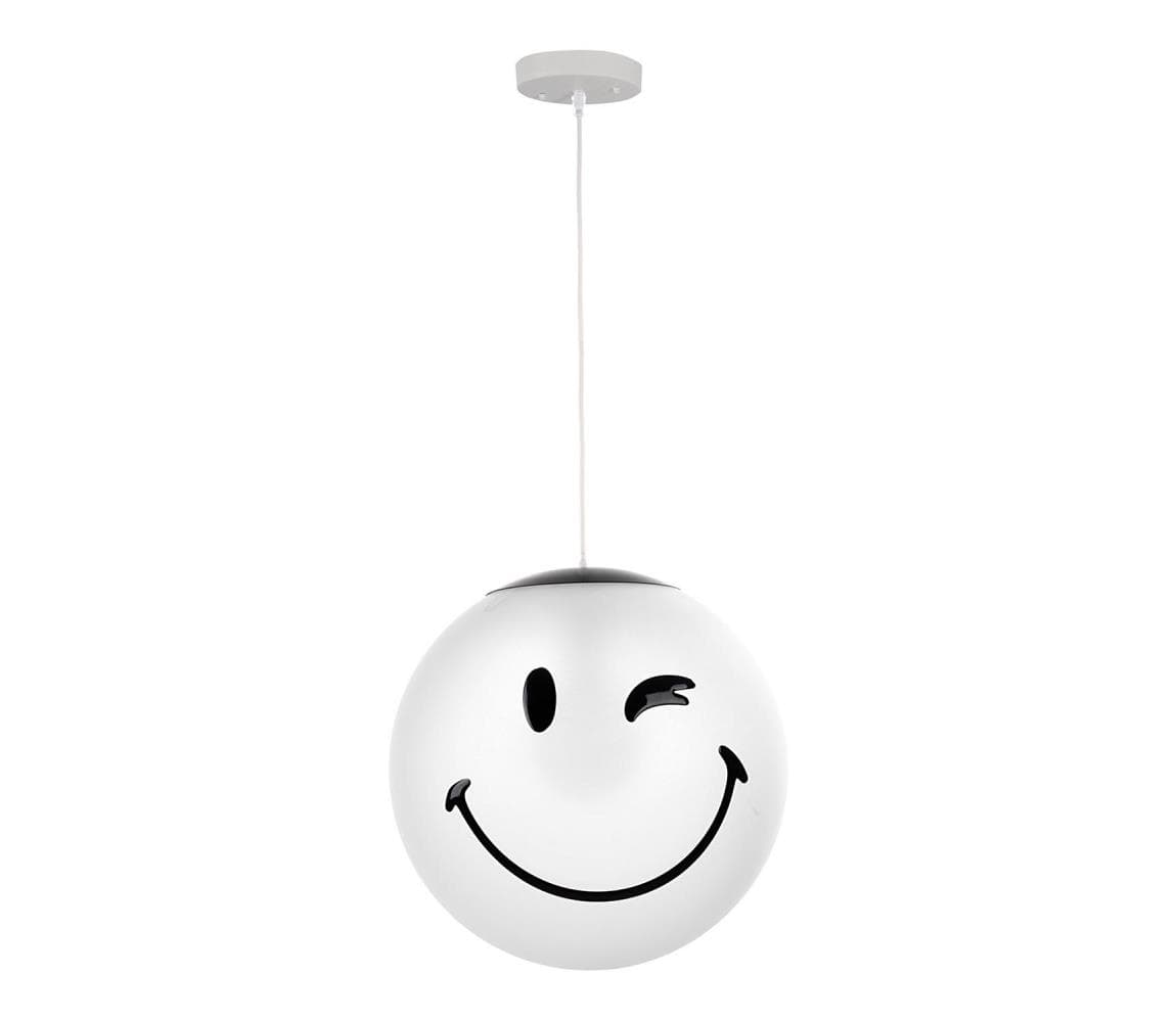 ONLI - Detský závesný luster SMILEY na lanku 1xE27/15W/230V biela SM-2001/S30W01
