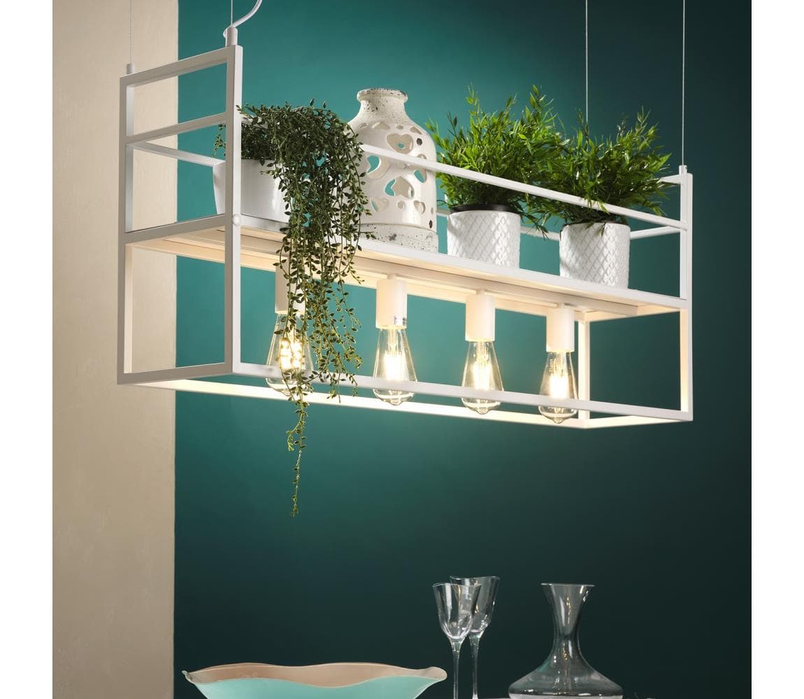 ONLI - Luster na lanku s poličkou JEFFER 4xE27/22W/230V biela 5054/SB