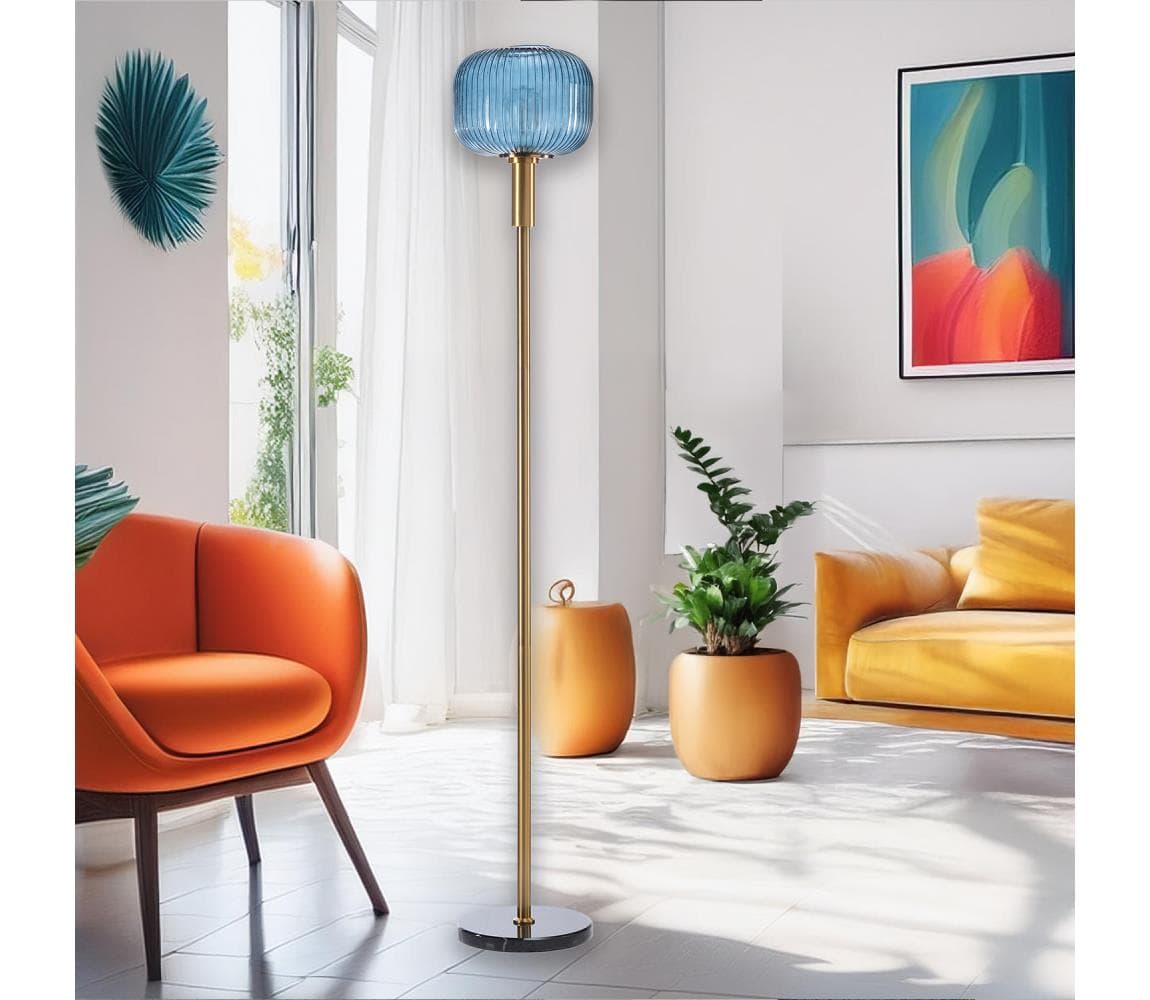 ONLI - Stojacia lampa DOROTY 1xE27/22W/230V modrá/zlatá 5900/PT