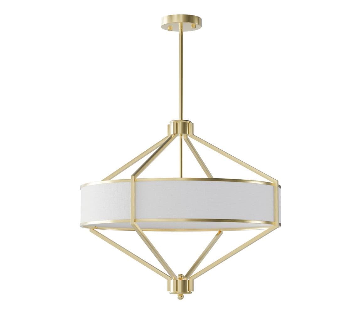 Open Design OR85839 - Luster na tyči ZUNDO 4xE27/15W/230V mosadz/biela OR85839