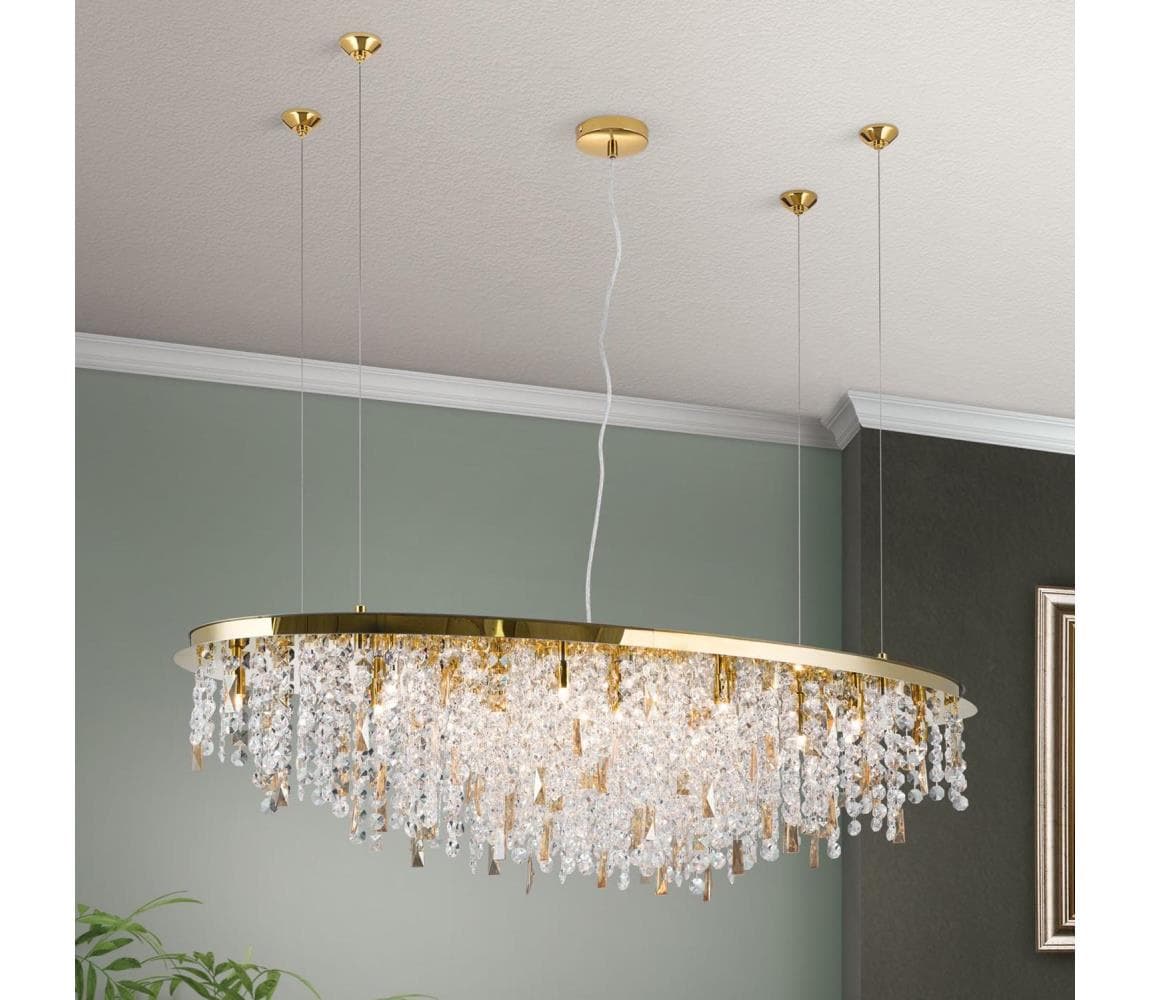 Orion - Krištáľový luster na lanku CRYSTALRIVER 21xG9/40W/230V zlatá LU 2517/120x45 gold